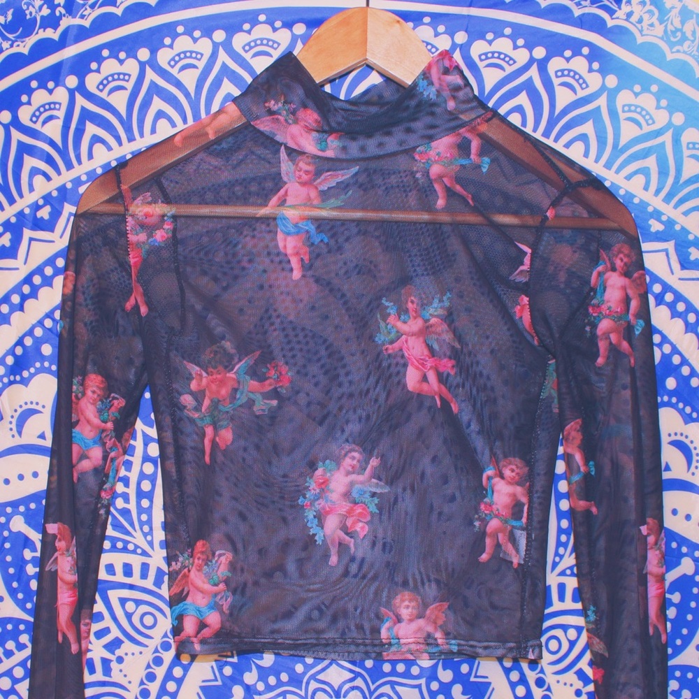 LONG SLEEVE MESH TOP